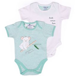 Mi Arcus Unisex Cotton Short Sleeves Koala Print Onesie Pack of 2 Blue-image-29