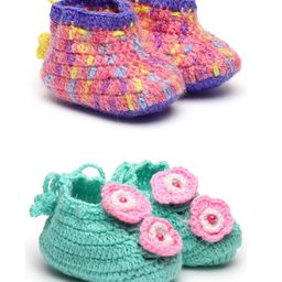 MayRa Knits Hand Knitted Flower Design Booties - Pink-picture-39
