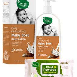 Mother Sparsh Daily Moisturizing Milky Soft Baby Lotion - 200 ml & Plant Powered Natural Baby Wipes With Cucumber Extract - 60 Pieces-image-43