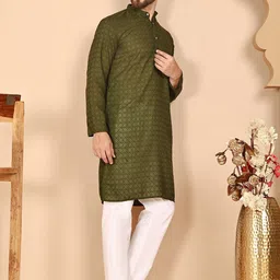 Anouk Rustic Men Geometric Printed Cotton Kurta with Pyjama image 4