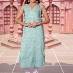 GO BOUJEE Women Geometric Printed Kurta-image-4