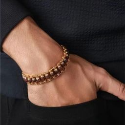 Divine souvenirs Unisex Gold-Plated Rudhraksha Beaded Wraparound Bracelet-14