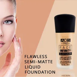 A.D.S Face Infinity Full Coverage Matte Finish Liquid Foundation - 30 ml - Shade 02 image 3