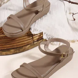 Carlton London Women Open Toe Flatform Heel Sandals with Buckles-image-34