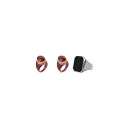 Dynamic Retail Global Set of 3 Ring for Men, Brown-Black Alloy Ring ()-picture-31
