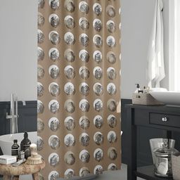 ArtzFolio Grey & Brown Geometric Printed Waterproof Shower Curtain-3