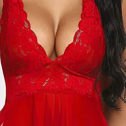 Xs and Os Self Design Flared Net Baby Doll image 4