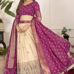 Aika Printed Foil Print Ready to Wear Lehenga & Unstitched Blouse With Dupatta image 5