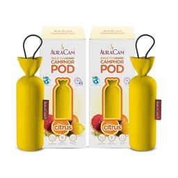 AuraCam 2Pcs Yellow Gold Standard Camphor Pod Cone Citrus Air Fresheners-2
