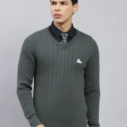 Monte Carlo Men Striped Woollen Pullover-image-57