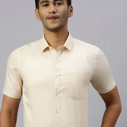 Ramraj Men Spread Collar Solid Cotton Formal Shirt-image-92