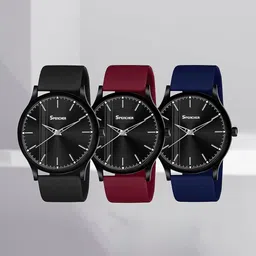 SPENCHER Men Brass Dial & Straps Analogue Multi Function Watch Dope Maroon Strap Black Dial Silicon-13