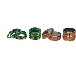 SOMIL Set Of 12 Green Alloy Artificial Stones & Beads Bangles-picture-12