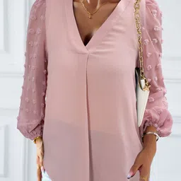 StyleCast Women Solid V-Neck Chiffon Top-picture-42