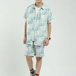 Monte Carlo Boys Printed Collared Shirt & Shorts With T-Shirt Clothing Set-image-33