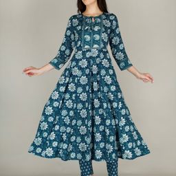 AJ ART Women Floral Printed Regular Kurti with Trousers-image-71