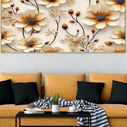 DEKORSTATION White & Yellow Printed Canvas Wall Painting-11