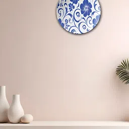 THE QUIRKY HOME White & Blue A Floral Fantasy Printed Ceramic Wall Plate-52