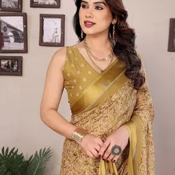 AMRUTKALA SAREES Floral Printed Block Print Saree image 3