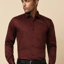 Allen Solly Men Slim Fit Ethnic Motifs Printed Spread Collar Pure Cotton Formal Shirt-image-80