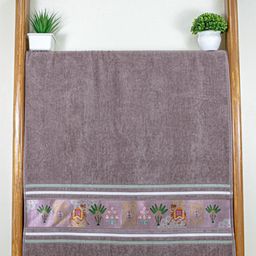 RANGOLI Brown & Green 1 Printed Cotton 460 GSM Bath Towel-image-13
