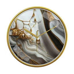 RANDOM Gold Toned & Grey Printed Contemporary Analogue Round Wall Clock-image-34