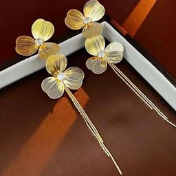 styledose Sterling Silver Korean Artificial Stones Studded Floral Drop Earrings-31