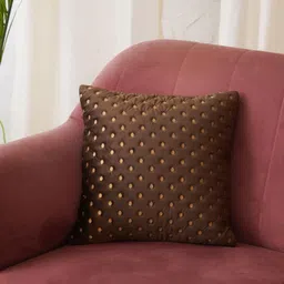 HOME 360 Brown Geometric Embroidered Velvet Square Cushion Covers-image-20