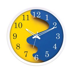 RANDOM Yellow & Blue Printed Contemporary Wall Clock-30