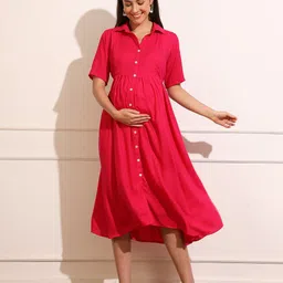 Aanyor Women Maternity Shirt Midi Dress-picture-11