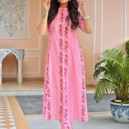 Aaghnya Women Viscose Rayon Printed Kurta Sets-image-53