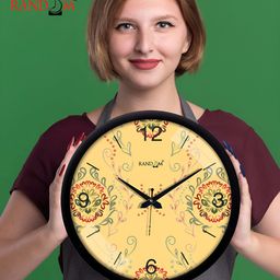 RANDOM Yellow & Green Printed Contemporary Wall Clock image 5