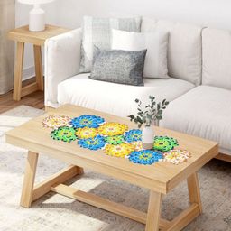 YWULY Blue & Green Embroidered Beaded Dining TableRunner-50