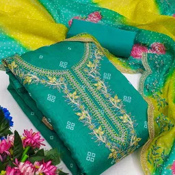 Panzora Bandhani Printed Sequinned Unstitched Dress Material-picture-45