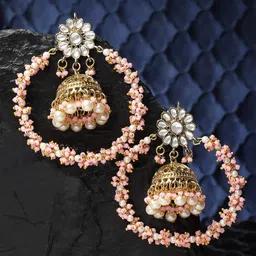 Sangria Gold Plated Crystal Studded Circular Hoop Earrings-picture-18