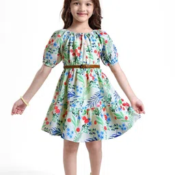 Hola Bonita Floral Print Puff Sleeve Fit & Flare Dress-image-75