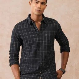 WROGN Men Comfort Slim Fit Checked Casual Shirt-image-90