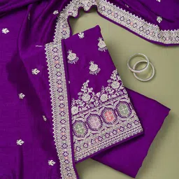 Koskii Art Silk Unstitched Dress Material-picture-42