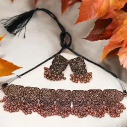 Jolly Faces Beaded Oxidised Jewellery Set-picture-41