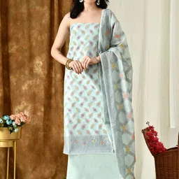 THE WEAVERS SHOP BY RAAVI Chanderi Unstitched Dress Material-picture-38