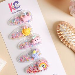 KICKS & CRAWL Girls Set of 5 Tic Tac Hair Clip Hair Accessory Set-55