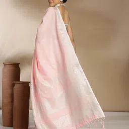 Anouk Solid Saree with Zari Border image 4