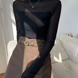 Outzidr Women High Neck Black Top-image-41