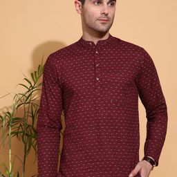 Anouk Men Geometric Printed Thread Work Kurta-16