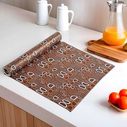 Kuber Industries Brown Printed Water Resistant Shelf Liner Organisers-33