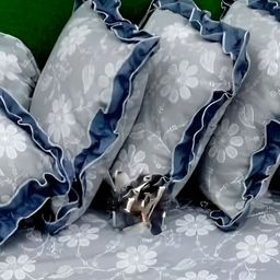 Luxmi Cotton Fabrics 8-Pcs Grey & White PrintedDiwanSet-50