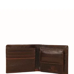 The Brown Hide Men Geometric Textured Leather Two Fold Wallet image 3