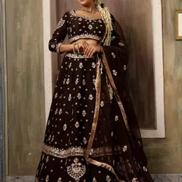 The Front Row Floral Embellished Gota Patti Silk Lehenga Choli With Dupatta-picture-0