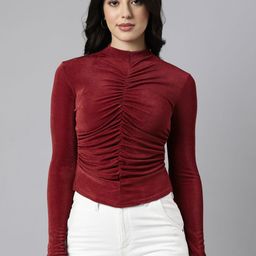 SHOWOFFFF High Neck Fitted Regular Net Top-picture-19