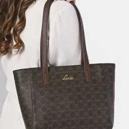 Lavie Printed Structured Tote Bag with Cut Work-image-38